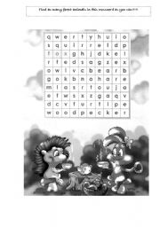 English Worksheet: Forest Animals Wordsearch Puzzle