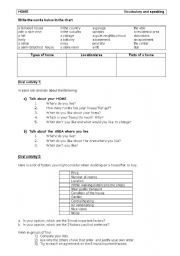 English Worksheet: HOME: vocabulary and speaking