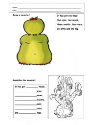 English Worksheet: Draw a monster