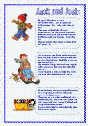 English Worksheet: Jack and Josie - Reading for Beginners