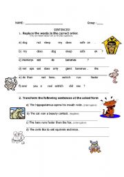 English worksheet: Working on easy grammar