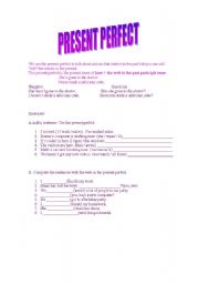 English worksheet: Present perfect practice