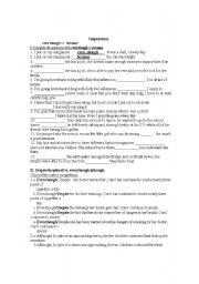 English worksheet: conjunctions