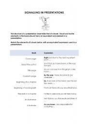 English worksheet: Signalling in Presentations