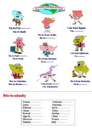 English Worksheet: countries