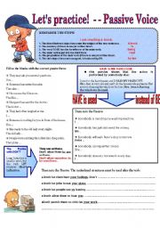 English Worksheet: LETS PRACTICE! - - PASSIVE VOICE