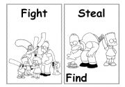 English Worksheet: Learn the verbs with the Simpsons - Flash cards (Part 2)