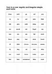 English Worksheet: Past Simple Verbs: 4 in a row