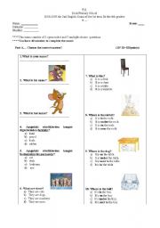 English worksheet: 4th grade examination