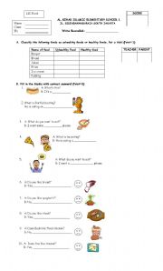 English Worksheet: Healthy and Unhealthy Foods and Drinks
