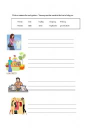 English worksheet: Write a sentence: Shopping