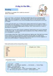 English Worksheet: Present Simple:  One day in the life of...a student