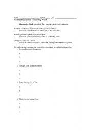 English worksheet: Conjunctions : However, in fact, therefore  (how different?)