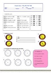 telling the time - quiz / worksheet