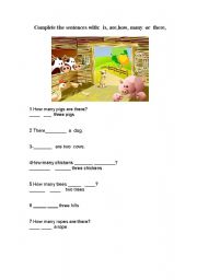 English Worksheet: there is/are