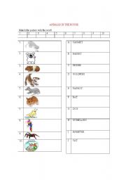 English worksheet: Animals in the house