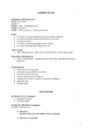 English Worksheet: lesson plan