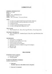 English Worksheet: lesson plan