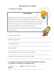 English Worksheet: English test - 5th grade