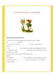 WORD FORMATION WORKSHEET