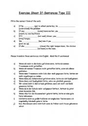 English Worksheet: Work Sheet If-Sentences Type III