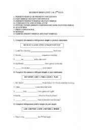 English Worksheet: Revison sheet for 3rd E.S.O.