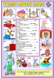 English Worksheet: THESE LOVELY MICE (PREPOSITIONS OF PLACE)