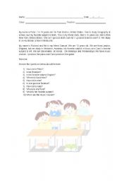 English Worksheet: Text Comprehension