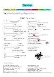 English Worksheet: Friday, Im in love  by The Cure