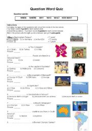 English Worksheet: Question words quiz