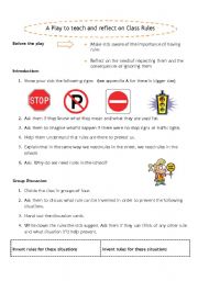 English Worksheet: A Play to teach and reflect on class rules