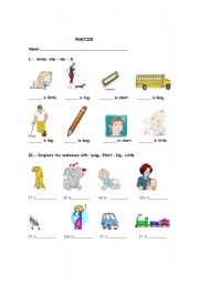 English worksheet: Pronouns and Size