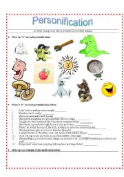 English Worksheet: Personification