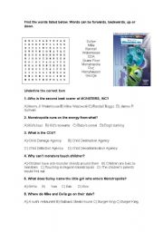 English Worksheet: monster inc