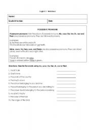 English Worksheet: Possessive Pronouns