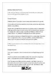 English Worksheet: TOEFL Speaking