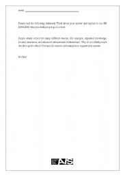 English Worksheet: TOEFL Speaking Prompt