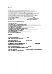 English worksheet: modal verbs test