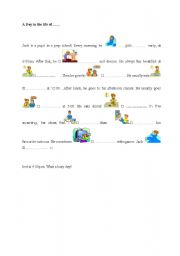 English worksheet: A day in the life of ....