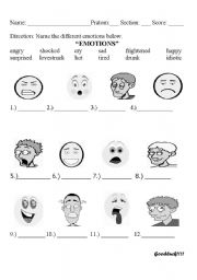 English Worksheet: EMOTIONS