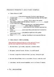 English worksheet: present perfect and past simple
