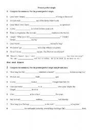 English Worksheet: present perfect simple