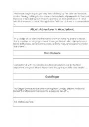 English Worksheet: Famous literature works first lines and titles for match play 