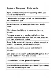 English Worksheet: Agree or Disagree