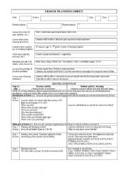 English worksheet: Lesson plan-past simple (verb BE)