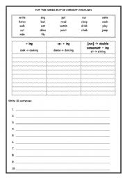 English Worksheet: Present Continuous - spelling rules
