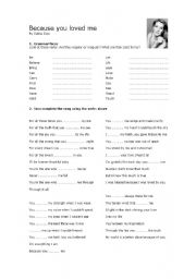 English Worksheet: Because you loved me by Celine Dion