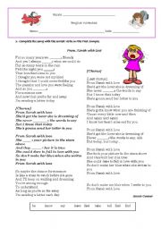 English Worksheet: From Sarah with live -Past Simple