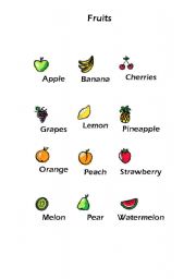 English worksheet: The Fruits