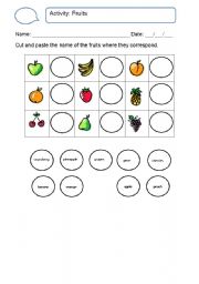 English worksheet: The fruits